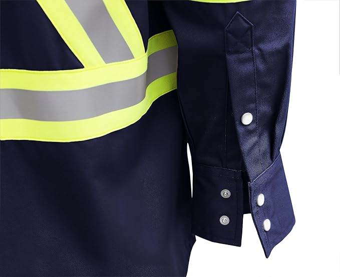BOCOMAL FR Shirts High Visibility/Hi Vis Flame Resistant/Fire Retardant Shirt 7.5oz Men's Reflective Shirts