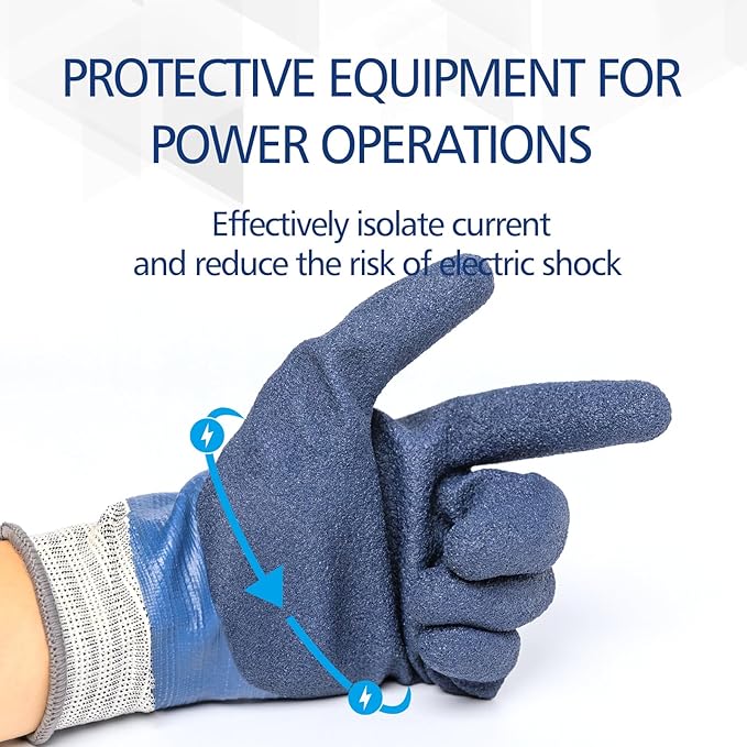 Electrician Insulated Gloves 1000V High Voltage, Waterproof for Palm Rubber Non-Slip Electrical Gloves