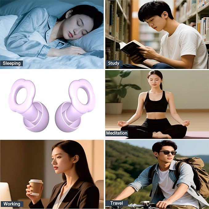 2 Pairs Ear Plugs for Sleeping, 35dB Ear Plugs for Sleeping Noise Cancelling, Soft Reusable Earplugs for Noise Reduction with 8 Ear Tips, Sleep, Hearing Protection, Study, Swimming and Concert.