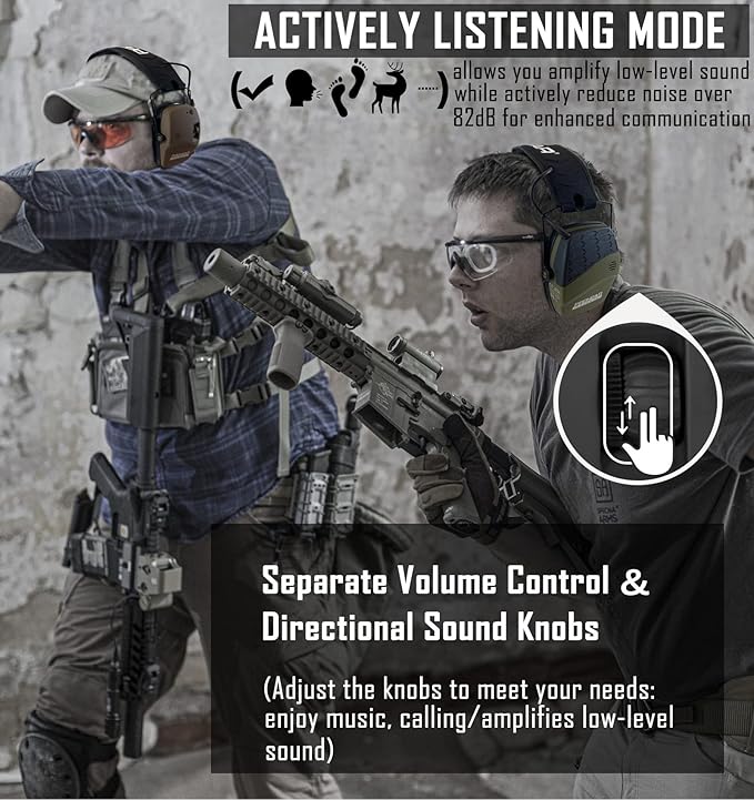 PROHEAR 030 Upgraded Bluetooth Electronic Shooting Hearing Protection Muffs with GEP02 Gel Ear Pads, Noise Reduction Sound Amplification Headsets for Range, Gifts for Women Man - Brown