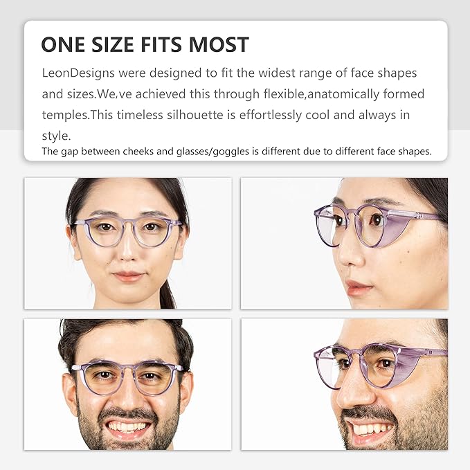 Stylish Round Safety Glasses Anti-Fog Women | Fashion Eye Protection Blue Light Blocking Glasses with Side Shields | Lab Clear Protection Goggles (Lilac)