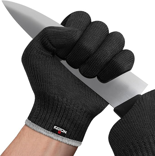 NoCry Premium Cut Resistant Gloves Food Grade — Level 5 Protection; Ambidextrous; Machine Washable; Superior Comfort and Dexterity; Lightweight; Complimentary eBook
