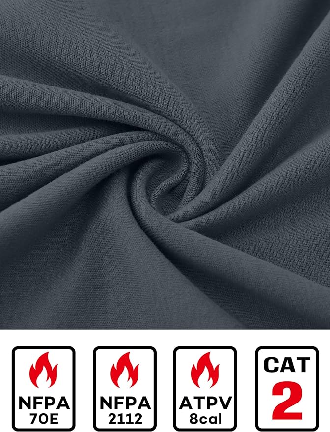 FR Shirts for Men NFPA2112 Flame Resistant Shirts 6.0oz Light Weight Long Sleeve Fire Retardant Shirts