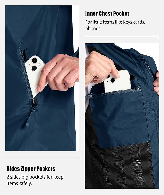 SWISSWELL Mens Women Rain Suit Rain Jacket and Pants Waterproof Lightweight Windbreaker with Detachable Hood for Golf Fishing
