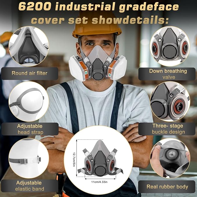 Gas Masks Survival Nuclear and Chemical, Full Face Gas Mask with Activated Carbon Filter