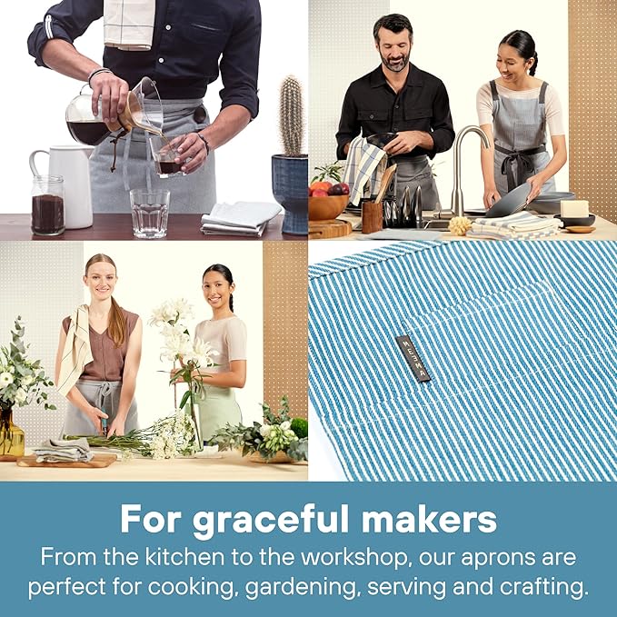 MEEMA Bistro Half Apron for Men & Women | Half Aprons for Women With Pockets | Delantales Para Meseros | Waitress Aprons | Server Apron with Pocket