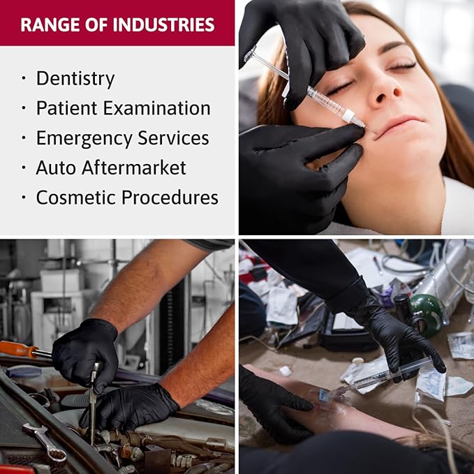 Ansell Microflex 93-732 Nitrile Disposable Gloves, Latex & Powder Free, Food Approved, Multi-Purpose, Medical & Industrial Protection, Black, Size S (100 Gloves)