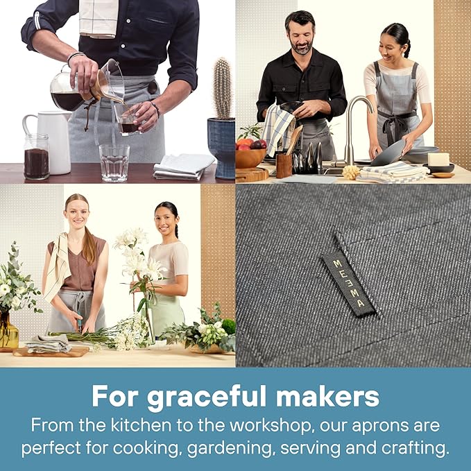 MEEMA Bistro Half Apron for Men & Women | Half Aprons for Women With Pockets | Delantales Para Meseros | Waitress Aprons | Server Apron with Pocket