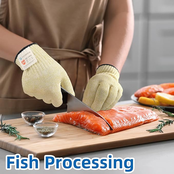 SlicePro ANSI A9 Cut Resistant Gloves PR1501, Food Grade Reliable Cutting Glove, Mandoline Glove for Kitchen Meat Cutting, Oyster Shucking, Fish Fillet Processing, Wood Working (150 Pairs, L)