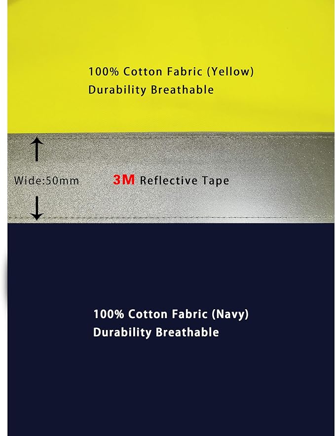 LANTERN FISH High Visibility Shirts Reflective Work Safety Hi Vis Button Up Shirts for Men Cotton Class 3