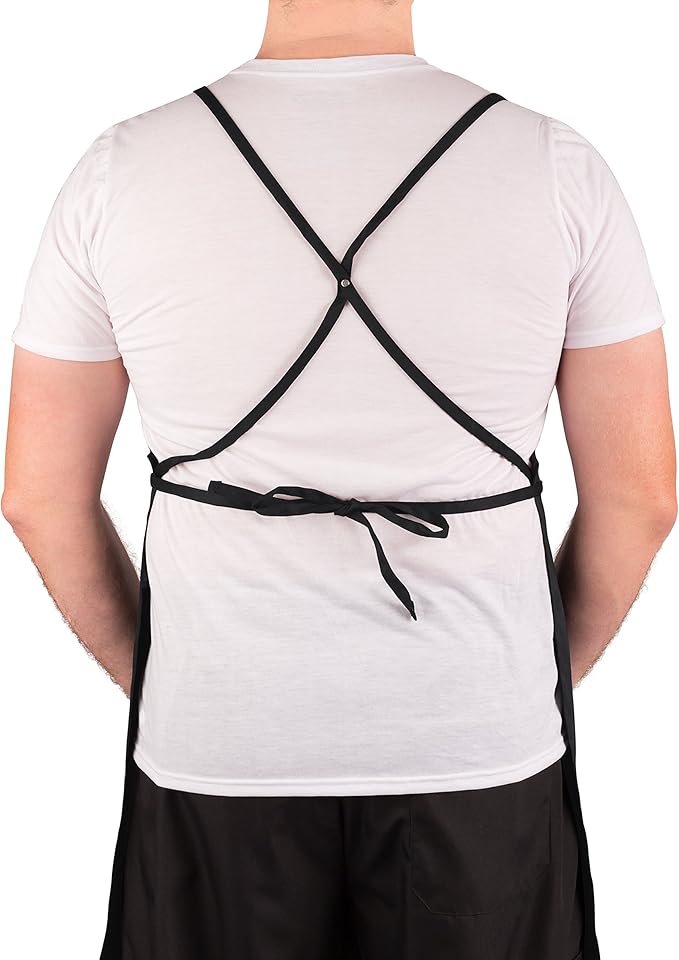 KNG Black Shop Apron With Pockets – Cross Back Workshop Apron for Men and Women