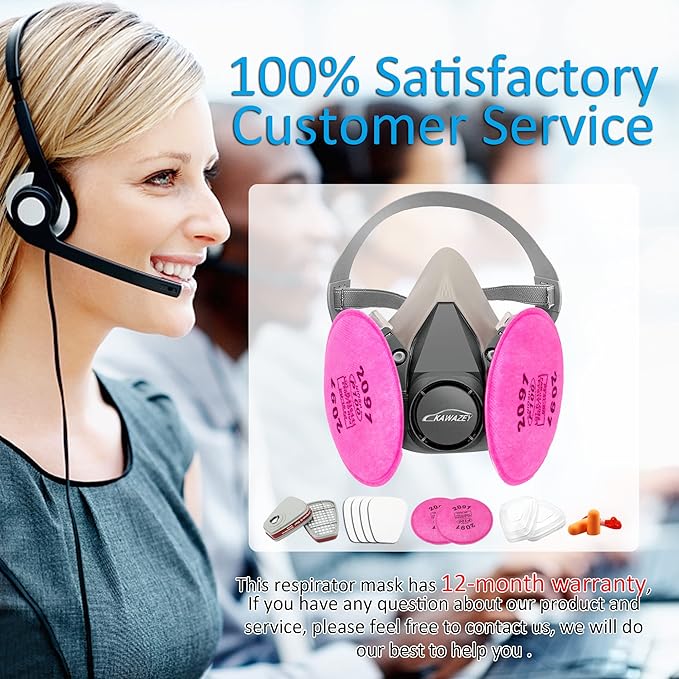Medium Reusable Half Facepiece Respirator with 2091 Filter, 6001 Cartridge, 6200 Replacement Shield for Painting, Sanding, Polishing, Welding, Woodworking - 13 in 1 Set with English Manual