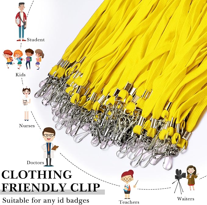 Epakh 200 Pcs Lanyards for ID Name Badge Holder Neck Lanyard Flat with Clips Neck Straps for Office School Nurse