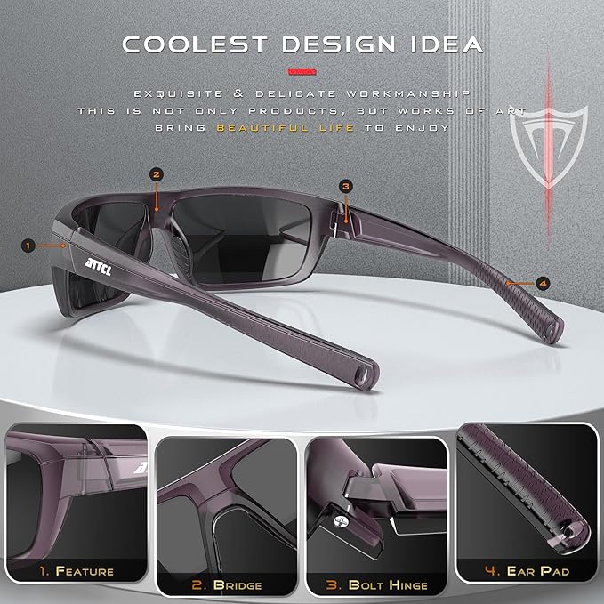 ATTCL Polarized Wrap Fishing Sunglasses Men - Driving Sports Glasses UV Protection