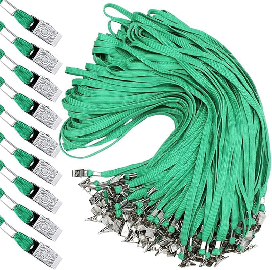 Hoolerry 300 Pcs Lanyards Clips Bulk for ID Name Badge Holder Lanyards Flat with Swivel Hook for Office School(Green)