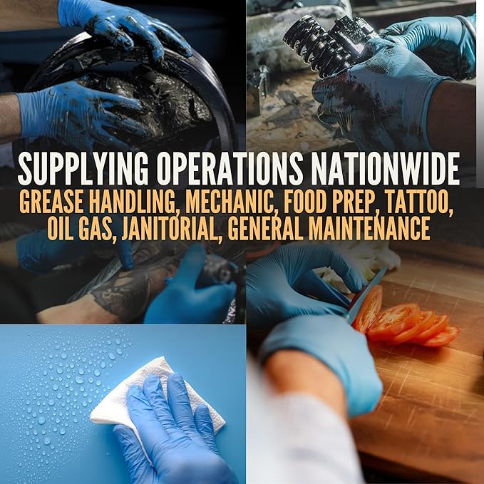 Cestus 5 Mil Nitrile Gloves Disposable Latex Free, Chemical Resistant, Mechanic, Food Prep, Tattoo, Cleaning, Bulk