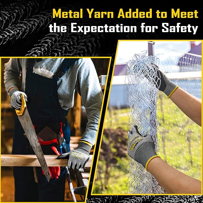 COOLJOB 12/120 Pairs A6 Cut Resistant Safety Work Gloves with Grip, Breathable Lightweight Polyurethane Coated Gloves