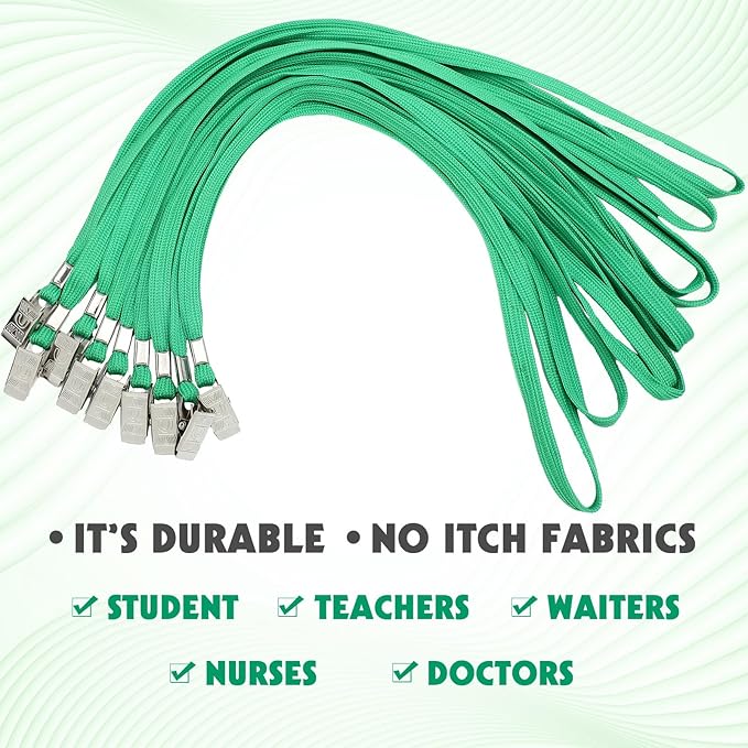 Hoolerry 300 Pcs Lanyards Clips Bulk for ID Name Badge Holder Lanyards Flat with Swivel Hook for Office School(Green)