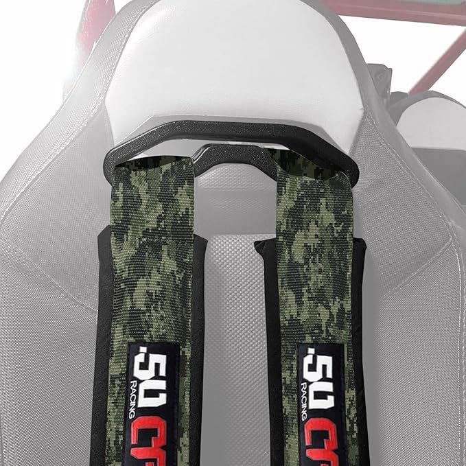4 Point 2" Racing Harness for Bucket Seats, Quick Release Safety Belt for UTV/RZR, Adjustable Seatbelt with Mounting Hardware, Choose from 9 Colors, Secure Fit for Off-Road Vehicles, Camo, (6008A7)