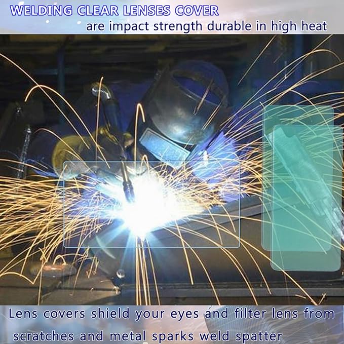 20Pcs Premium Clear Helmets Welding Lens Covers 2" X 4 1/4" Universal Replacement Clear Lens For Welding Hood 0.04" Thick Optical Grade Plastic Fits Most Standard Auto Darkening Helmets