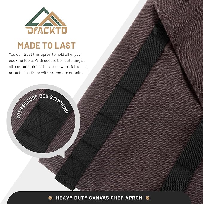 Canvas Chef Apron – Cross Back Straps Mens Apron for Butcher, Bartender, Grilling, BBQ, Kitchen, Workshop & Artist
