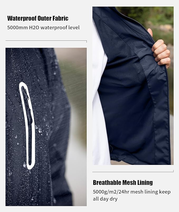 SWISSWELL Men's Waterproof Golf Rain Suit Rain Gear Jacket and Pant Outdoor Lightweight Hooded Raincoat