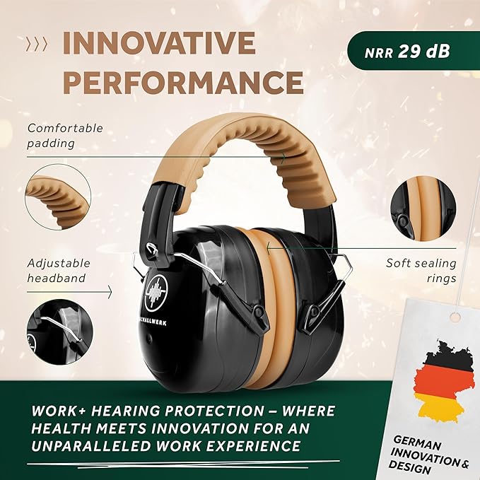 Schallwerk ® Work+ Hearing Protection Ear Muff - ear protection for noise reduction - shooting range ear protection