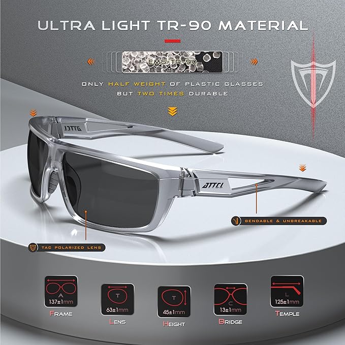 ATTCL Sports Polarized Sunglasses For Men Cycling Driving Fishing 100% UV Protection