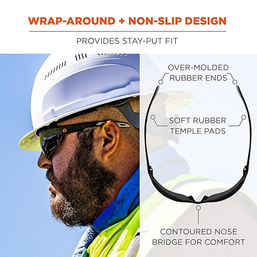 Ergodyne Skullerz VALI Anti Scratch Safety Glasses, Anti-Fog, ANSI z87.1