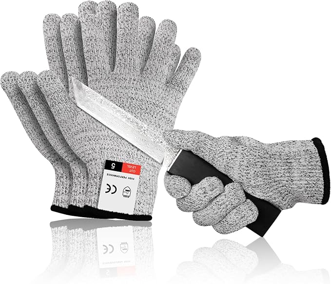 Cut Resistant Gloves, Level 5 Protection, Food Grade Safety Gloves for Mandolin Slicing, Multiple Sizes