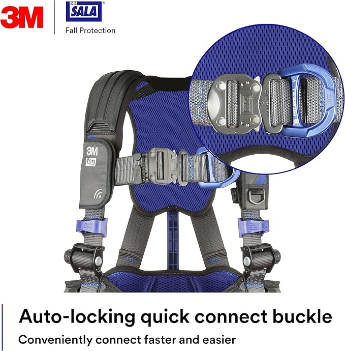 3M 1113194 DBI-SALA ExoFit X300 Comfort Tower Climbing Positioning Suspension Safety Harness, Telecommunications Fall Protection,Back,Front,Hip D-Rings,Auto-Locking Quick Connect Leg,Chest Buckles, 2X