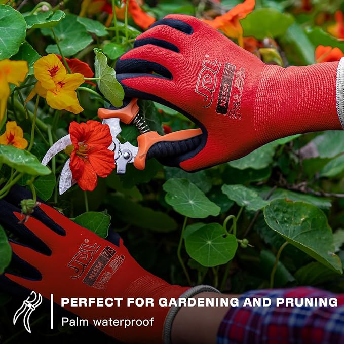JDL Work Gloves with Micro Foam Nitrile Coated, Touch Screen Compatible,US Patent Seamless Knit Nylon Safety Gloves