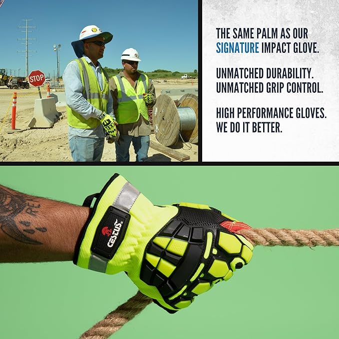 Cestus HandMax Series, Heavy Duty Work Gloves Men, High Abrasion Resistance for Construction, Roofing, HVAC, Framing