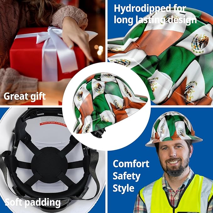 Full Brim Hard Hat - OSHA Safety Helmet Durable Lightweight Carbon Fiber Hard Hat, 6-Point Ratchet Suspension Protective Gear for Men and Women