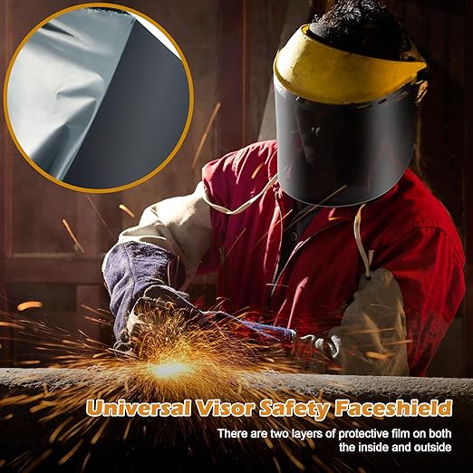 Feekoon 1 Pack Face Shield Replacement Lens, 15.5'' x 8'' Tinted Full Face Shield Compatible with Hobart 770580, Protective Safety Visor Replacement for Welding, Grinding, DIY, Cosplay Helmet