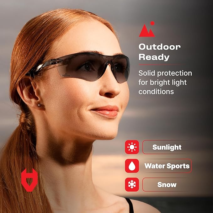 NoCry Safety Sunglasses for Men and Women; Certified ANSI Z87.1 Dark Tinted Safety Glasses with Anti-Fog & Anti-Scratch Lenses and UV Protection; Cycling Glasses, Sports Sunglasses for Men and Women