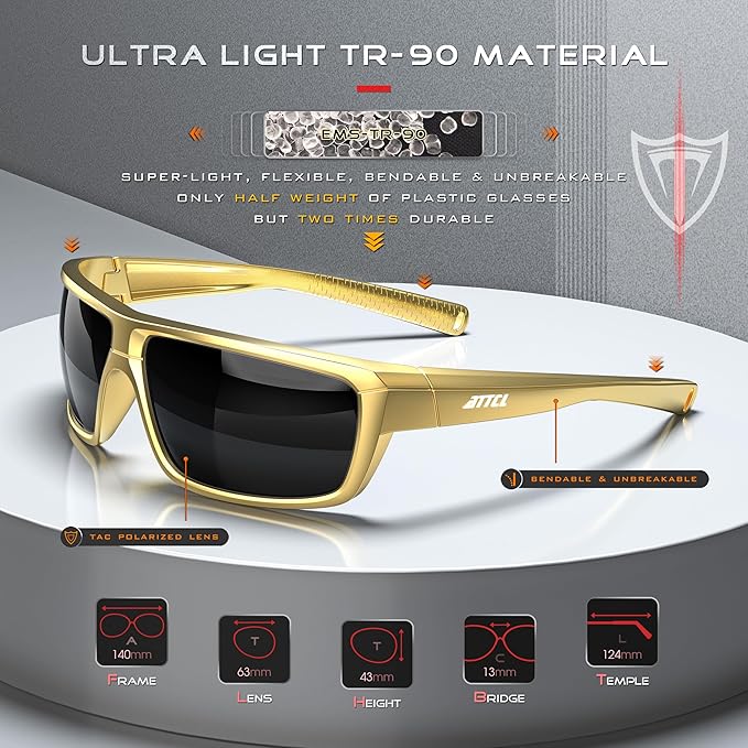 ATTCL Polarized Wrap Fishing Sunglasses Men - Driving Sports Glasses UV Protection