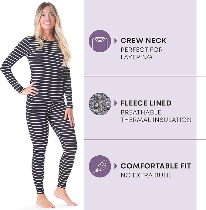 Rocky Thermal Underwear for Women, Long Johns Fleece Lined Set, Shirt & Pants, Base Layer w/Leggings/Bottoms Ski/Extreme Cold