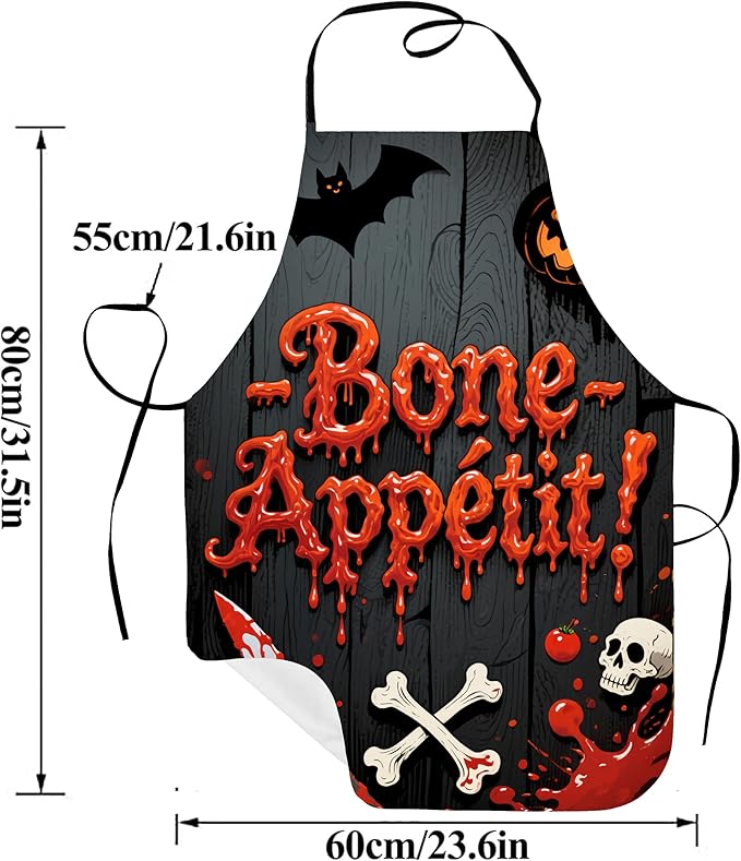 Halloween Aprons Gifts for Women Mens Bone Appetit Cooking Apron, Funny Gift for Him Her,His Hers (1 Pcs)