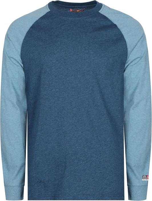 BOCOMAL FR Shirts Two-Tone Crew for Summer 4oz EX Lightweight Flame Resistant Long Sleeve Work T-Shirt Base Layer