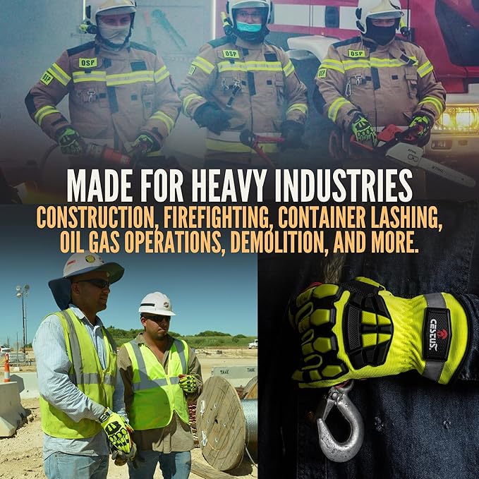 Cestus 3207, ANSI A7 Cut-Resistant Impact Gloves (1,3,10,50 pairs) Heavy Duty Work Gloves Extrication Construction Demolition