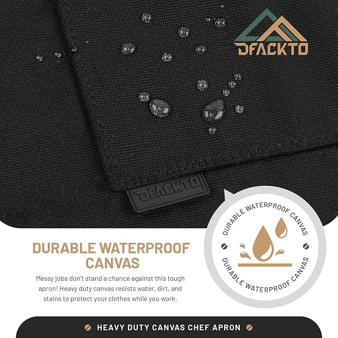 Canvas Chef Apron – Cross Back Straps Mens Apron for Butcher, Bartender, Grilling, BBQ, Kitchen, Workshop & Artist