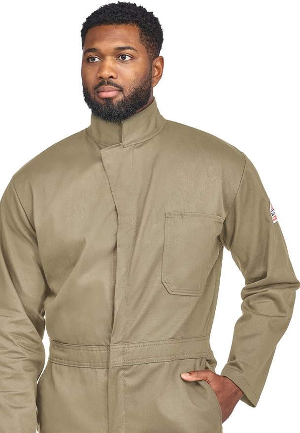Bulwark FR mens Flame Resistant 9 Oz Twill Cotton Classic Coverall With Hemmed Sleeves