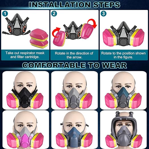 10 Pair Respirator Cartridge, 60923 Filter Cartridges, Against Organic Vapors, Formaldehyde, Acid Gases, Chemical, Respirator Filters for 6200, 6502, 6800, 7502, 4008 Series