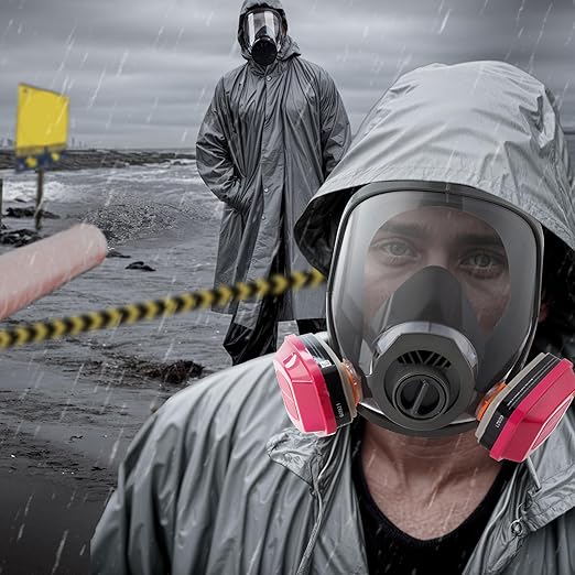 Full Face Gas Mask Respirator: Gas Masks Survival Nuclear and Chemical Reusable Respirator Mask with Filters 60921 & Activated Carbon 40mm Filter for Painting Mold Dust Epoxy Resin Welding Polishing
