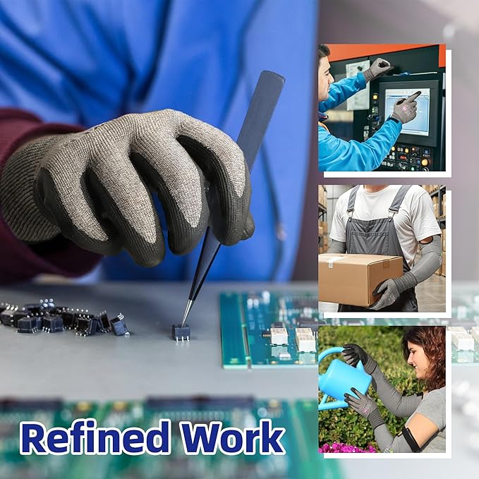 Schwer AIR-SKIN Cut Resistant Gloves AR5918 with Extreme Lightweight & Thin, ANSI A4 Wire Metal Gloves for Refined Work, Touch-screen, Fiberglass-free, 3D-Comfort Fit, Breathable, Non-PFAS, 6 Pair, L