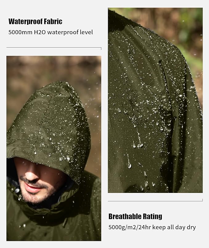 SWISSWELL Mens Women Rain Suit Rain Jacket and Pants Waterproof Lightweight Windbreaker with Detachable Hood for Golf Fishing