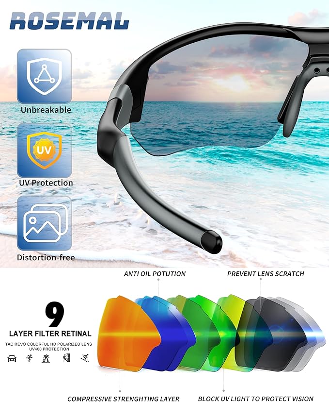Polarized Sports Sunglasses for Men Women Youth Baseball Running Fishing Tennis Golf Cycling Driving Motor TAC UV400 TR90