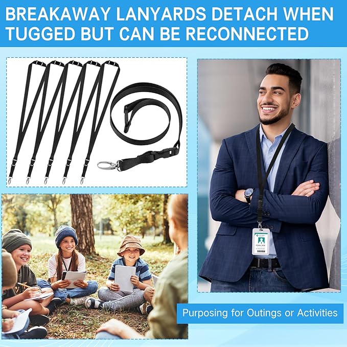 Windyun Break Away Lanyards for ID Badges and Keys Neck Strap with Quick Release Buckle Name Tag Detachable Lanyards