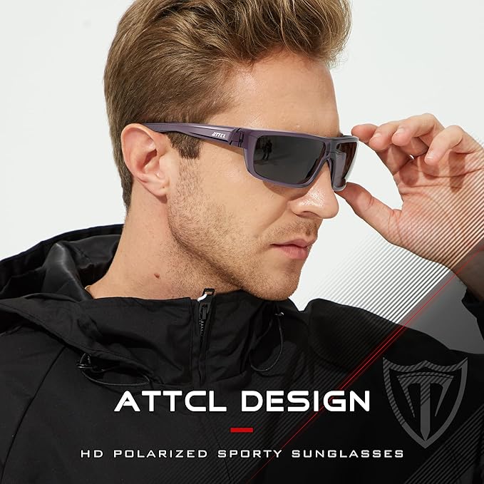 ATTCL Polarized Wrap Fishing Sunglasses Men - Driving Sports Glasses UV Protection